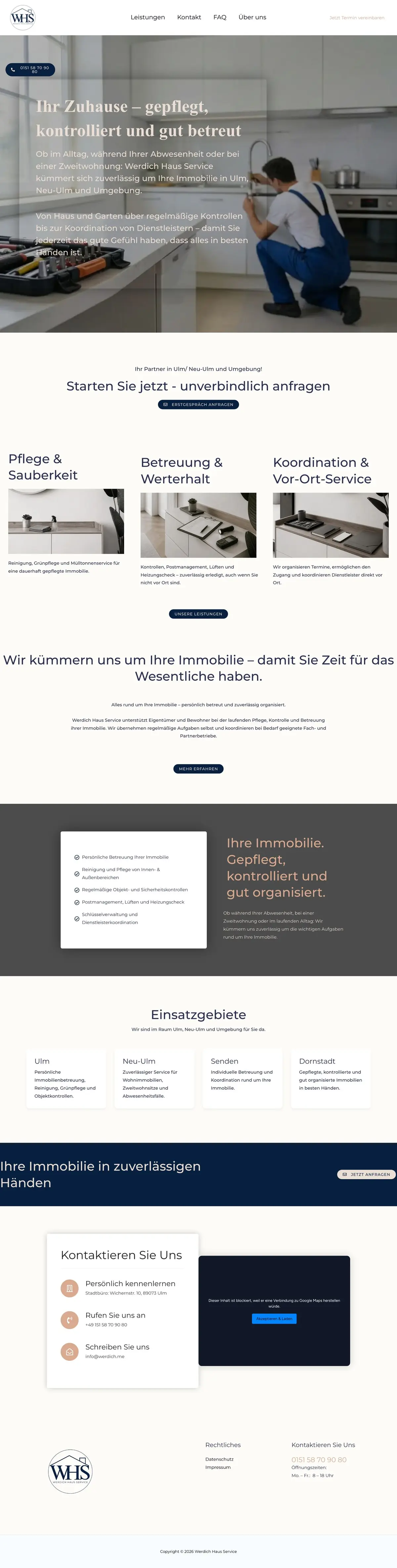 Komplette Startseite von Werdich Haus Service